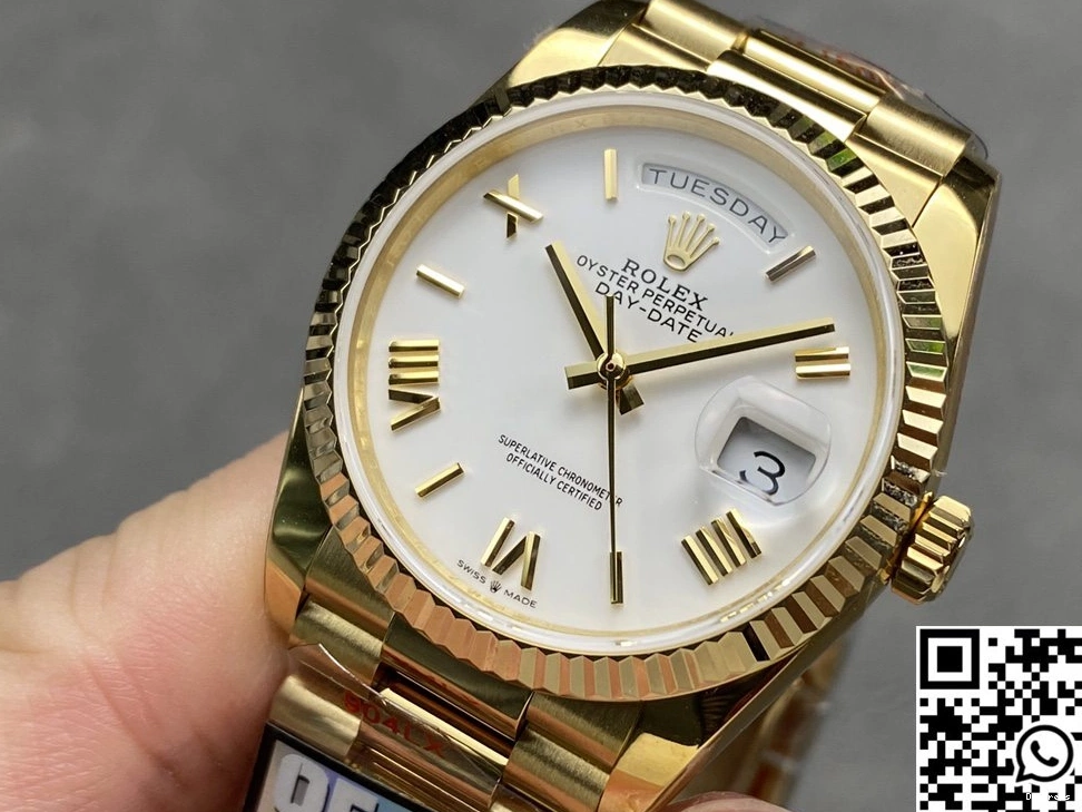 Steel v5 36mm Tungsten Day M128238-0113 White Yellow Dial Date QF 987 Resilient Rolex Gold Factory 0819